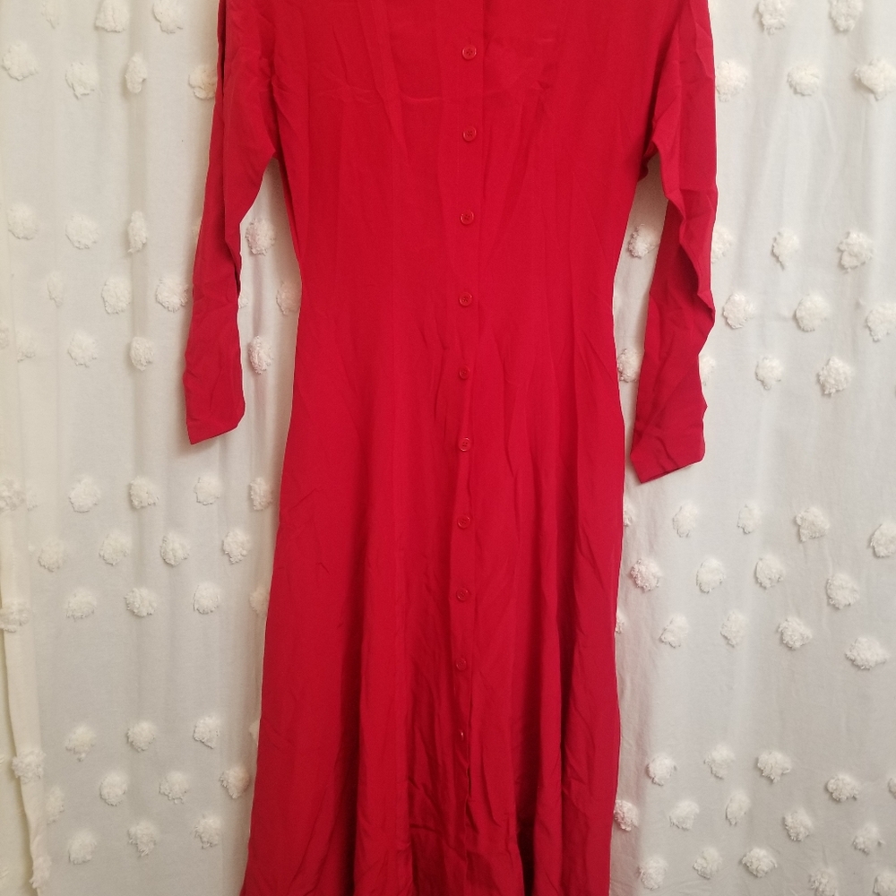 Ann tjian for kenar 2 vintage red silk dress size 8